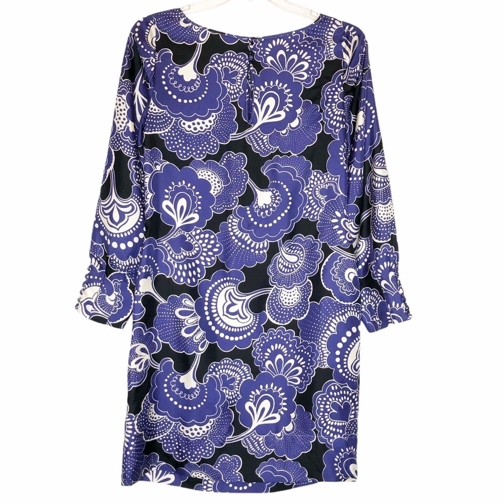 Banana Republic Purple Black Paisley Print 100% Silk Dress